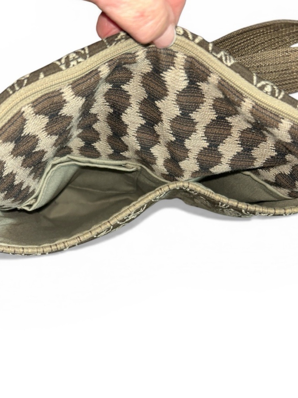 Maruca Cafe Sling Large Crossbody Bag in Brown Jacquard Made in Colorado - Picture 4 of 8